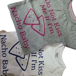 Gray and White Baby Onesies with Fun Print